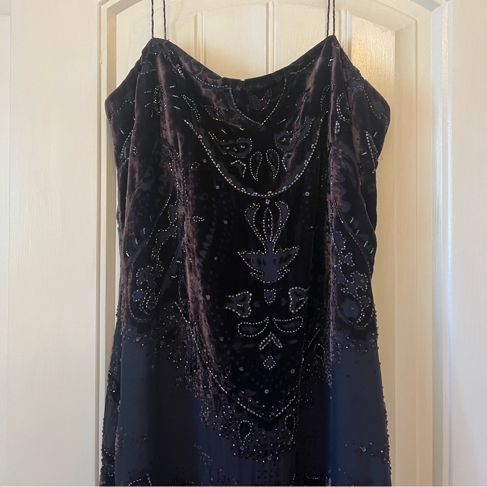 Kay Unger deep plum beaded gown